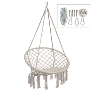 Závesné kreslo Hammock - okrúhle biele